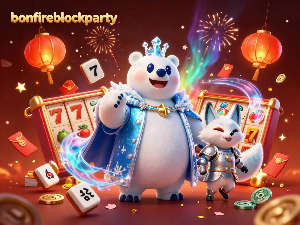 Engage with the excitement of bonfireblockparty through vibrant slot visuals, captivating 3D characters, and dynamic casino elements.